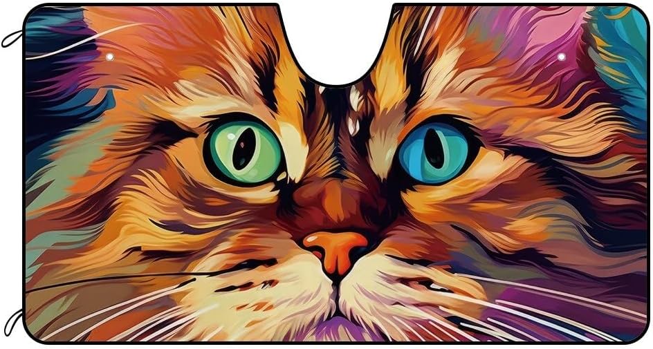Bengal Himalayan Cat Windshield Sunshade for Car Truck SUV Cute Pet Face Front Windows Sunshade Blocks UV Rays Sun Heat 51x26.8 Inch Style 1