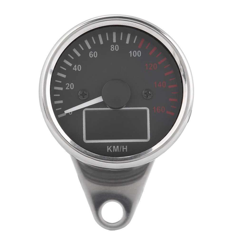 Tachimetro del motociclo, tachimetro del display a cristalli liquidi del LED universale 0~160KM / H tachimetro LCD digitale tachimetro retro cromo adatto per contachilometri moto
