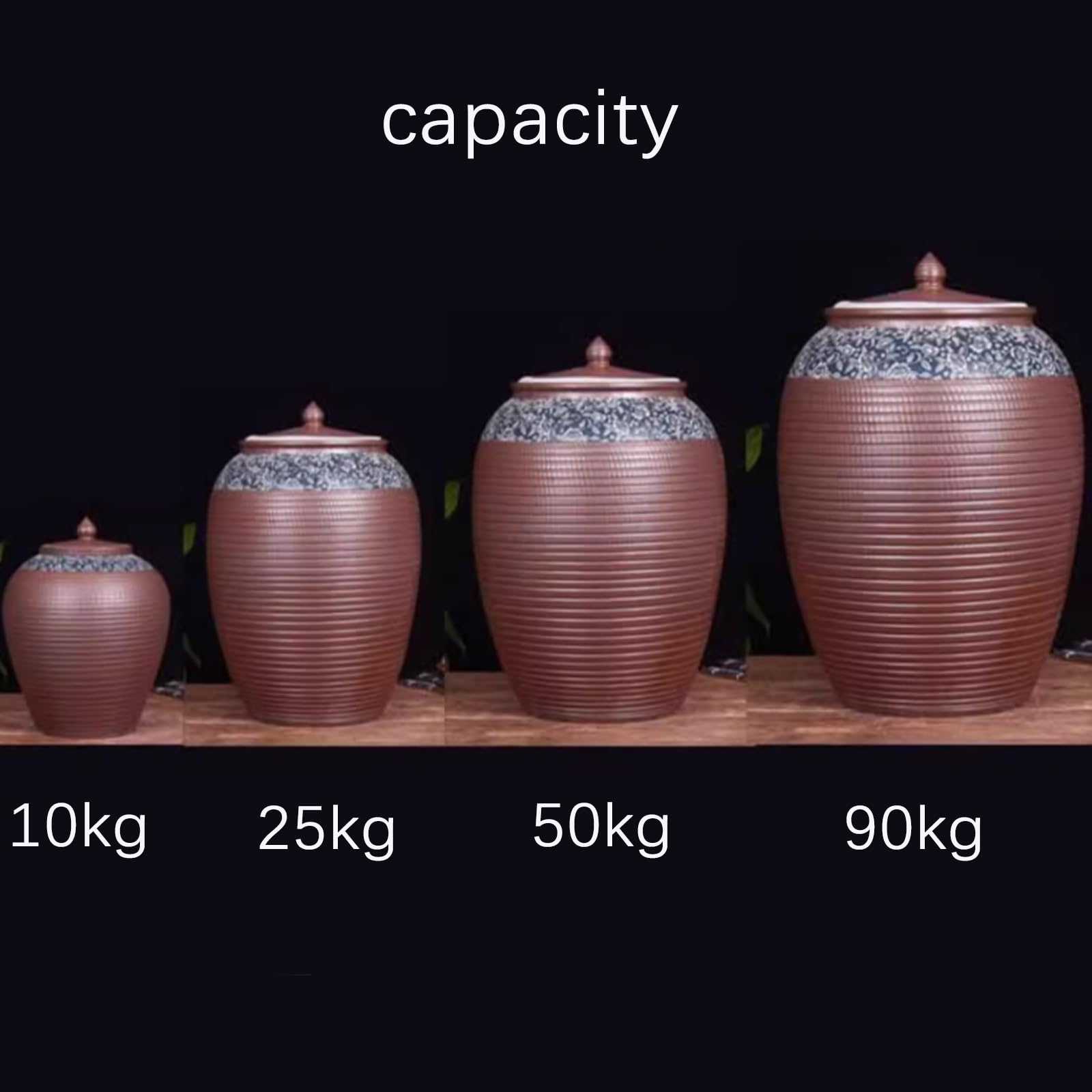 Barattolo per riso cinese sigillato di grande capacità Barattolo cinese Barattoli per la conservazione di cereali Contenitori per alimenti in ceramica Cilindro per riso in ceramica con coperchio(10kg)
