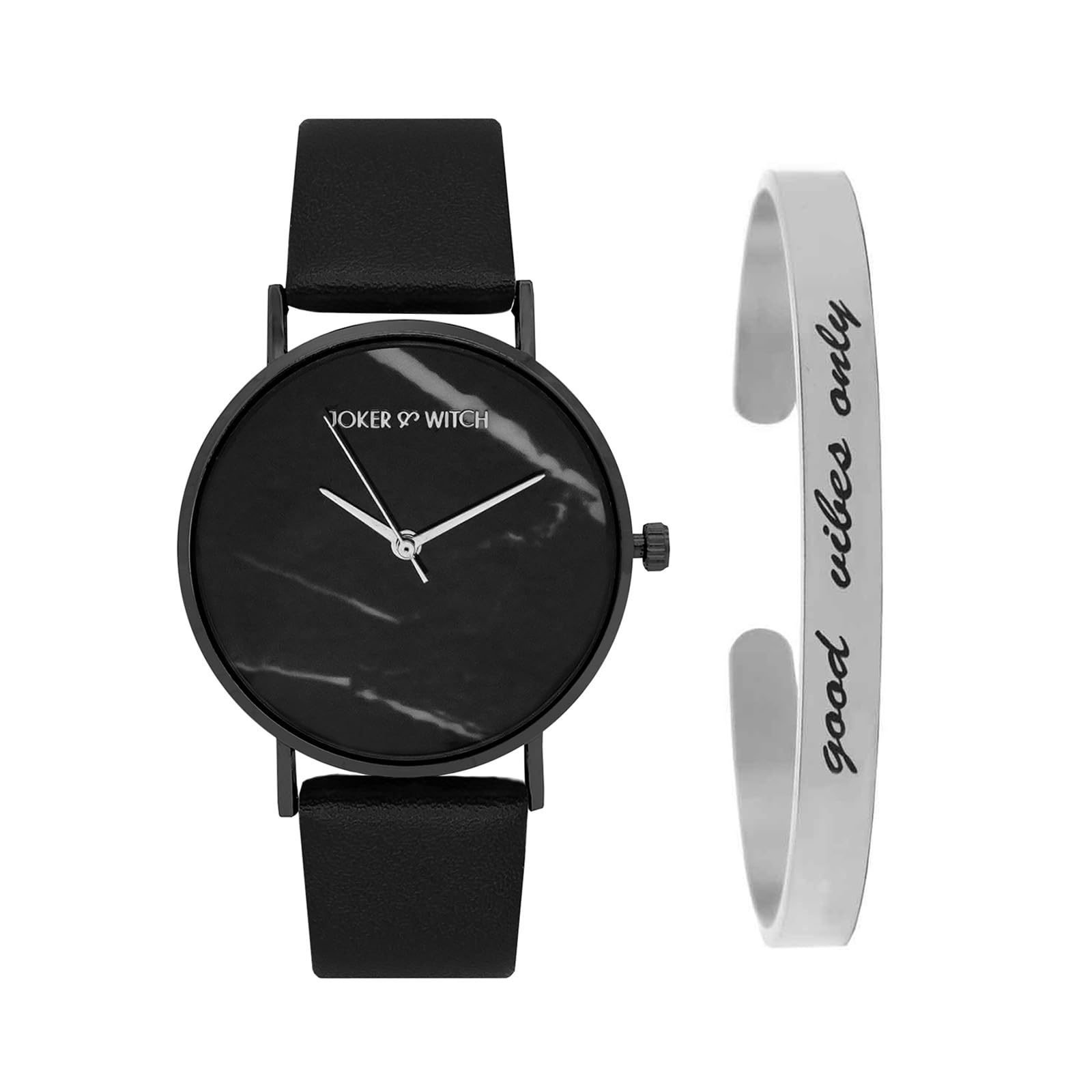 Joker & Witch Faux Leather Women The Black Pearl Analog Watch Bracelet Stack, Band Color-Black (B0C7LBC7BB) Amazon Price History, Amazon Price Tracker