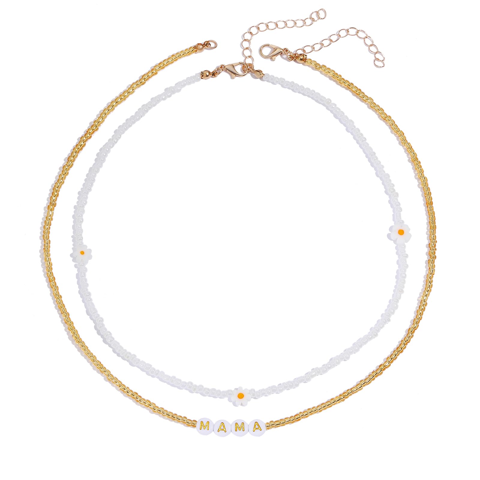 Collier perles marguerite dorée pour le look des futures mamans - 7