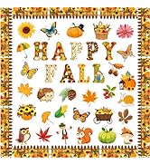 Ozepao 80 Pcs Fall Cutouts Bulletin Board Decorations Set,Autumn Pumpkin Maple Leaf Theme Cut Out...