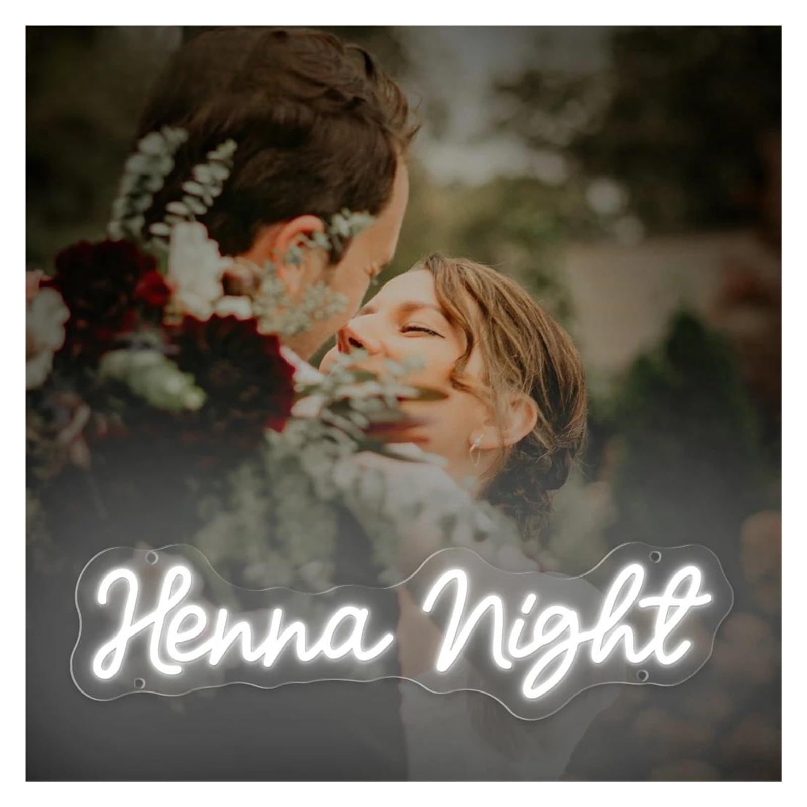 Insegna al Neon LED Henna Night Insegna Al Neon Alimentata Tramite USB Da Parete Per La Decorazione Dimmerabile Camera Letto Del Salone Festa Nuziale 13.5cm×50cm
