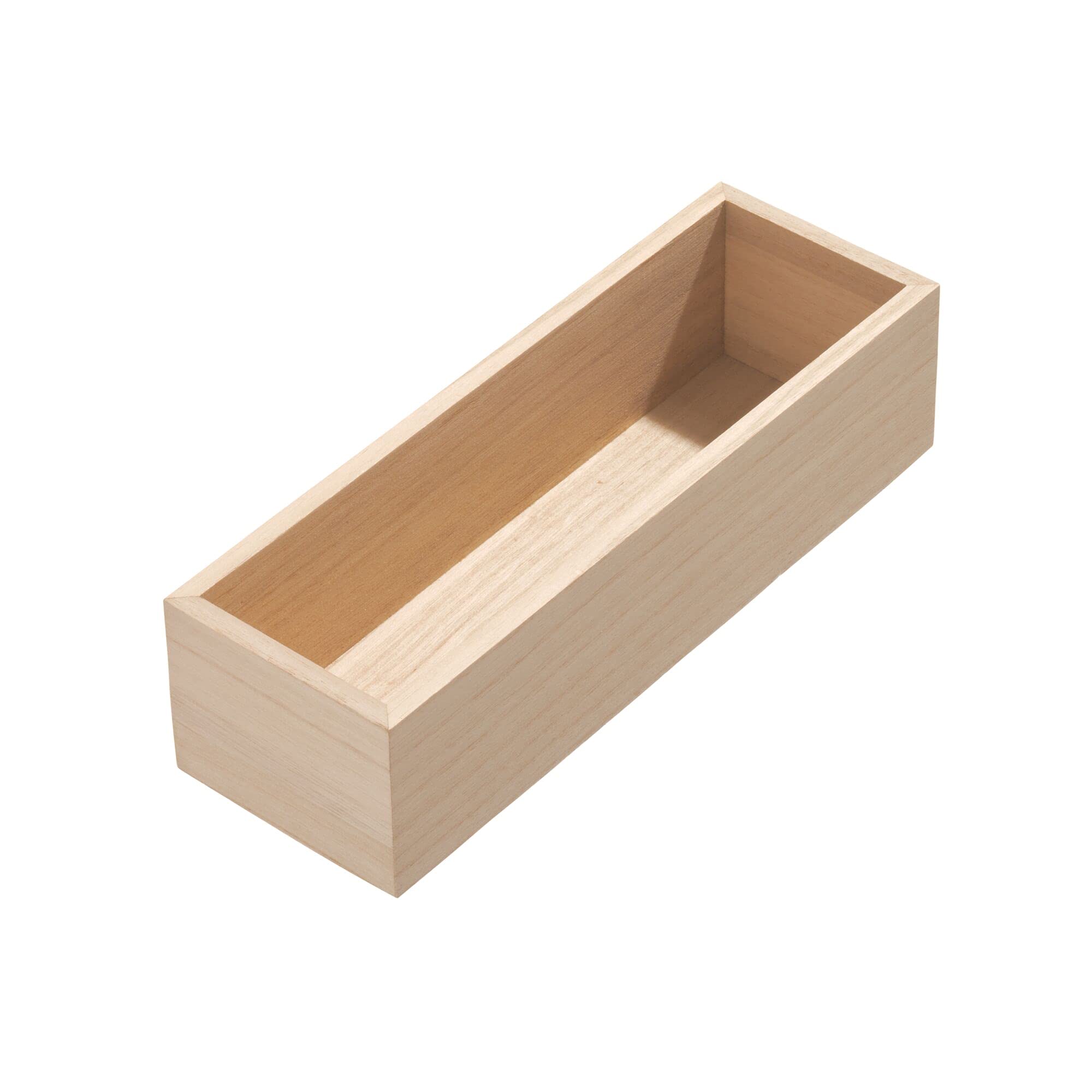 iDesign EcoWood Organizer do szuflad, drewniana wkładka do szuflady kuchennej, organizer do szuflad kuchennych na sztućce i przybory, beżowy, 25,4 x 8,5 x 6,9 cm