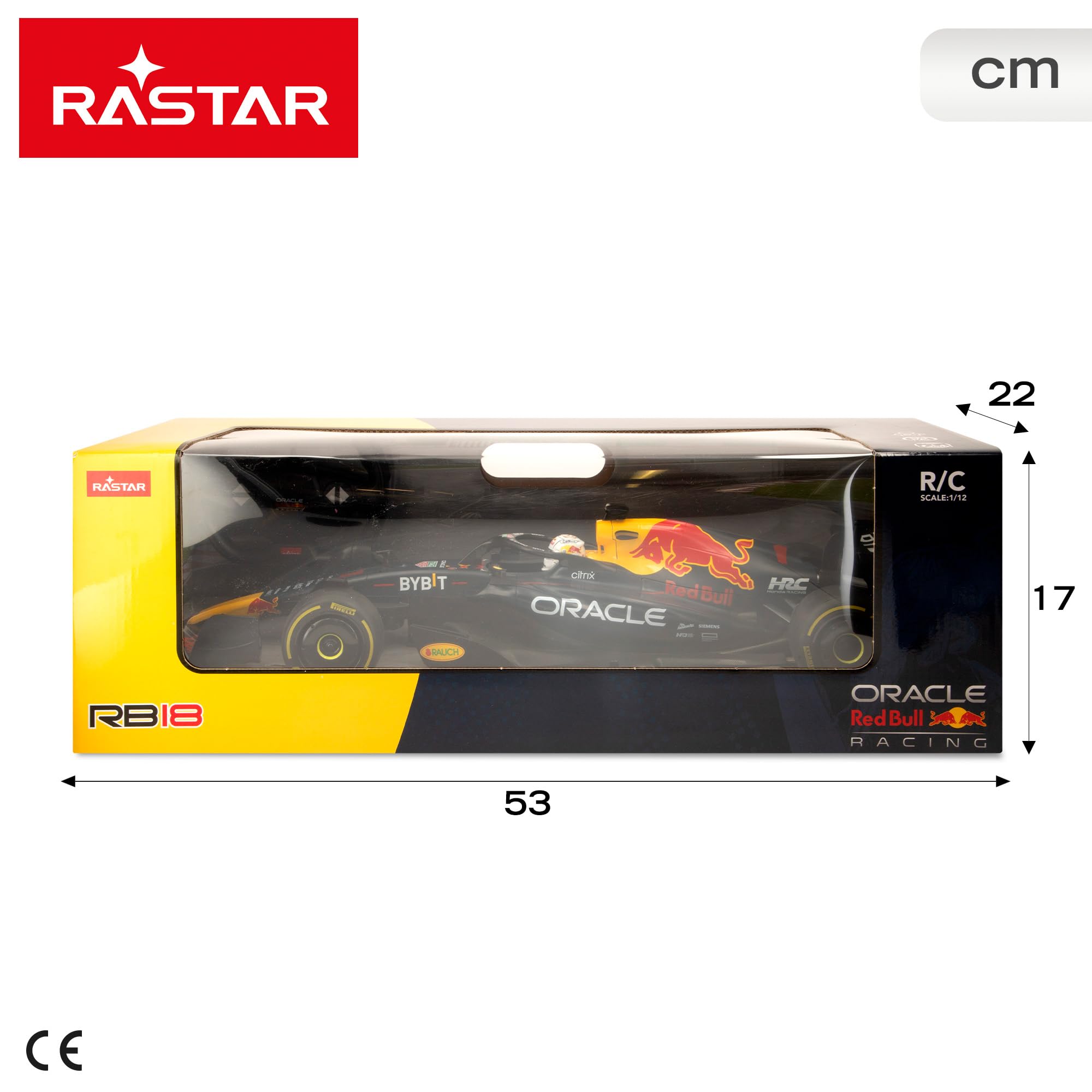 ColorBaby RASTAR Coche teledirigido Fórmula 1 2022 Oracle Red Bull Racing RB18, Licencia Oficial, Escala 1:12, Vehículo radiocontrol, Frecuencia 2.4 GHz, 6 direcciones, Juguetes teledirigidos (41286)