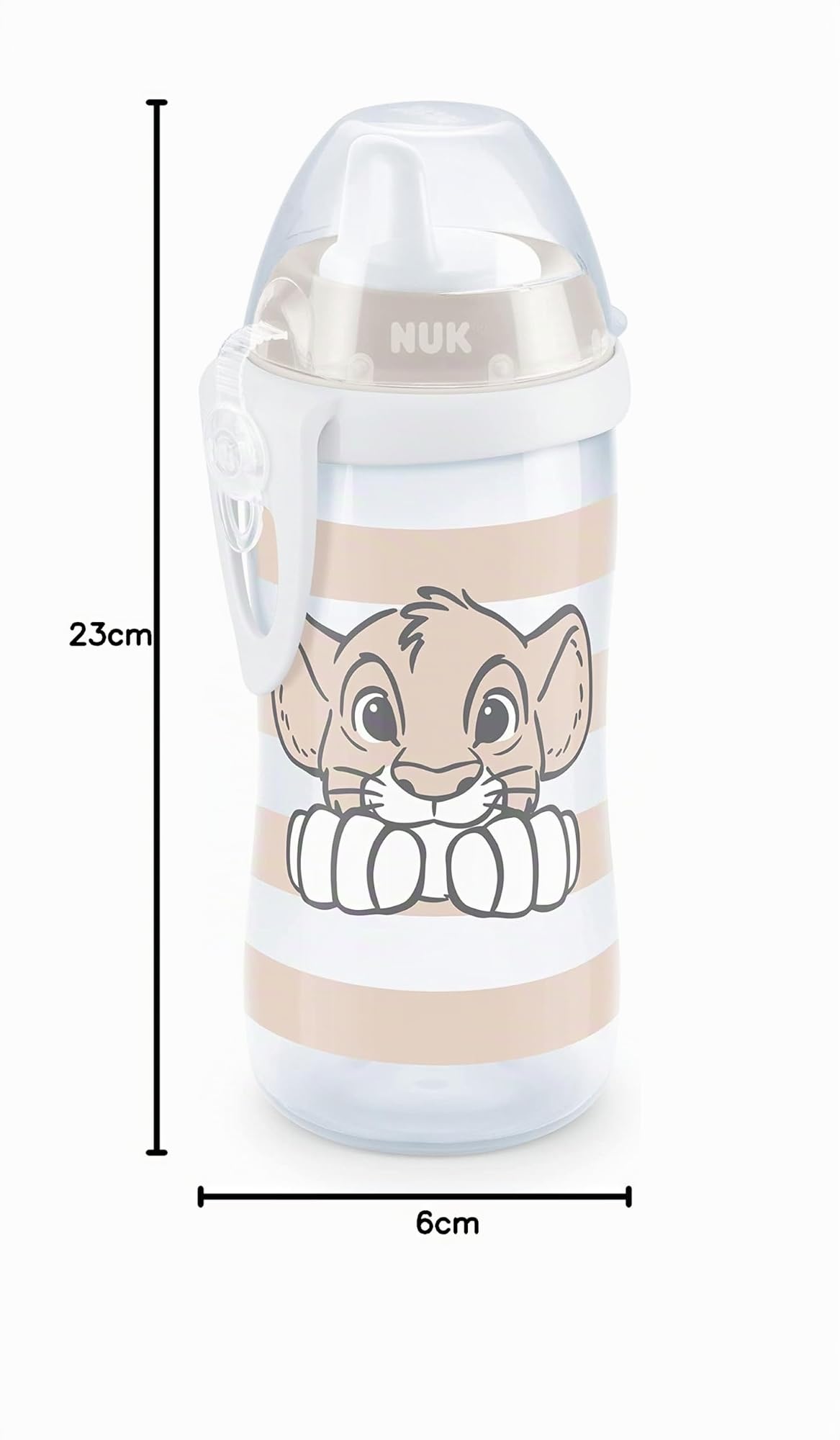 NUK Disney Roi Lion Kiddy Cup avec bec dur, 300 ml, anti-fuite, à partir de 12 mois, sans BPA, beige, 1 pièce