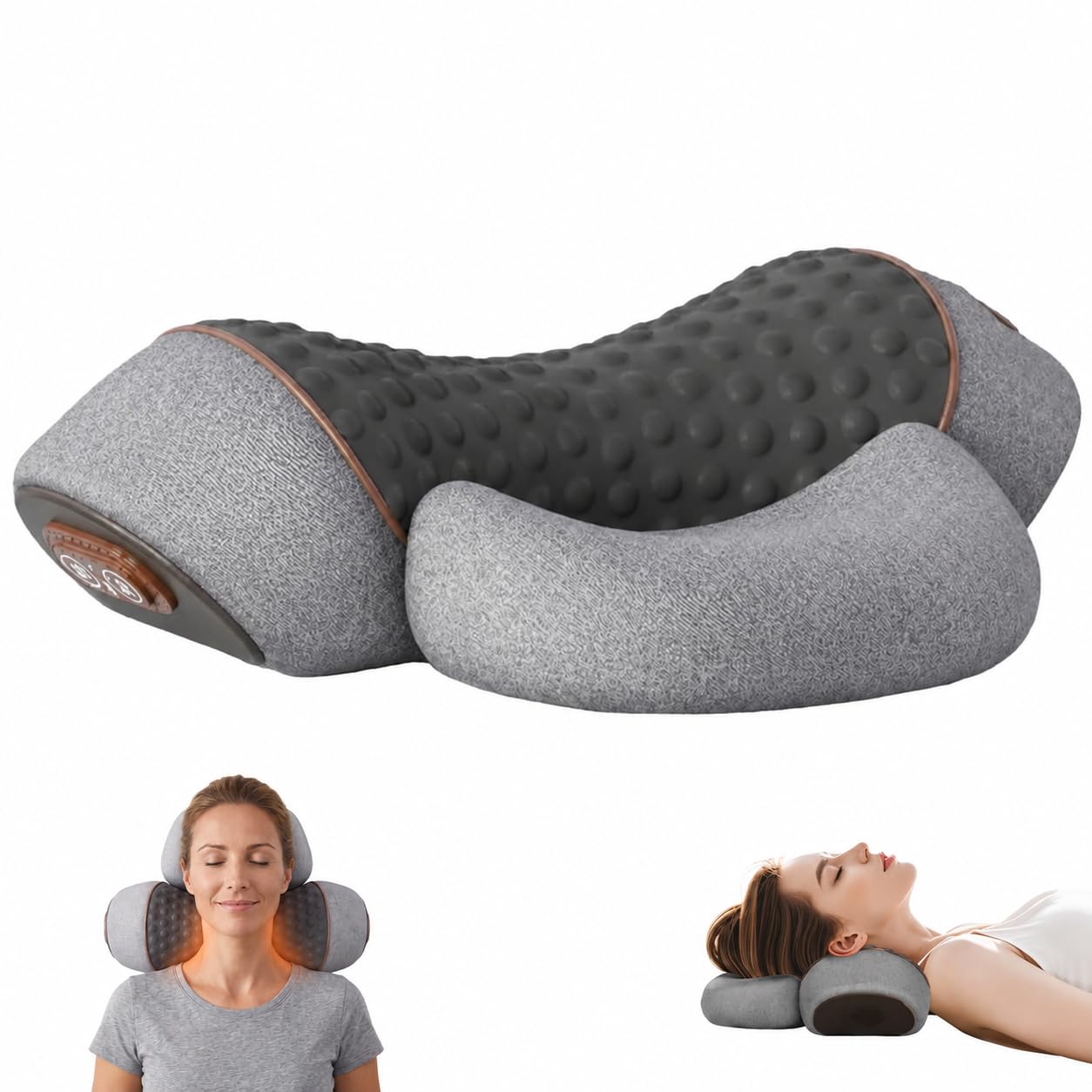 3-In-1 Massagegerät Nacken, Nackenmassagekissen (Hellgrau)