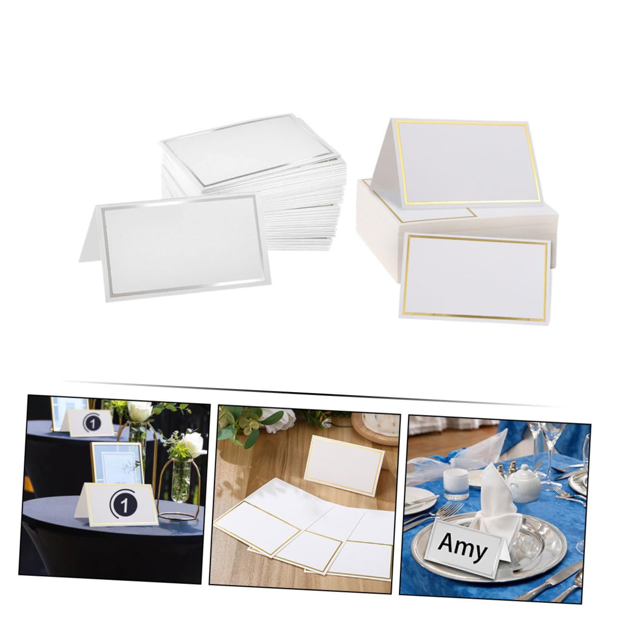 200 Tischkarten aus Papier, Rund, für Hochzeit und Restaurant | Glatte Kanten, Leicht zu Beschreiben, Bronzefarbenes Design, Strukturierte Aufsteller