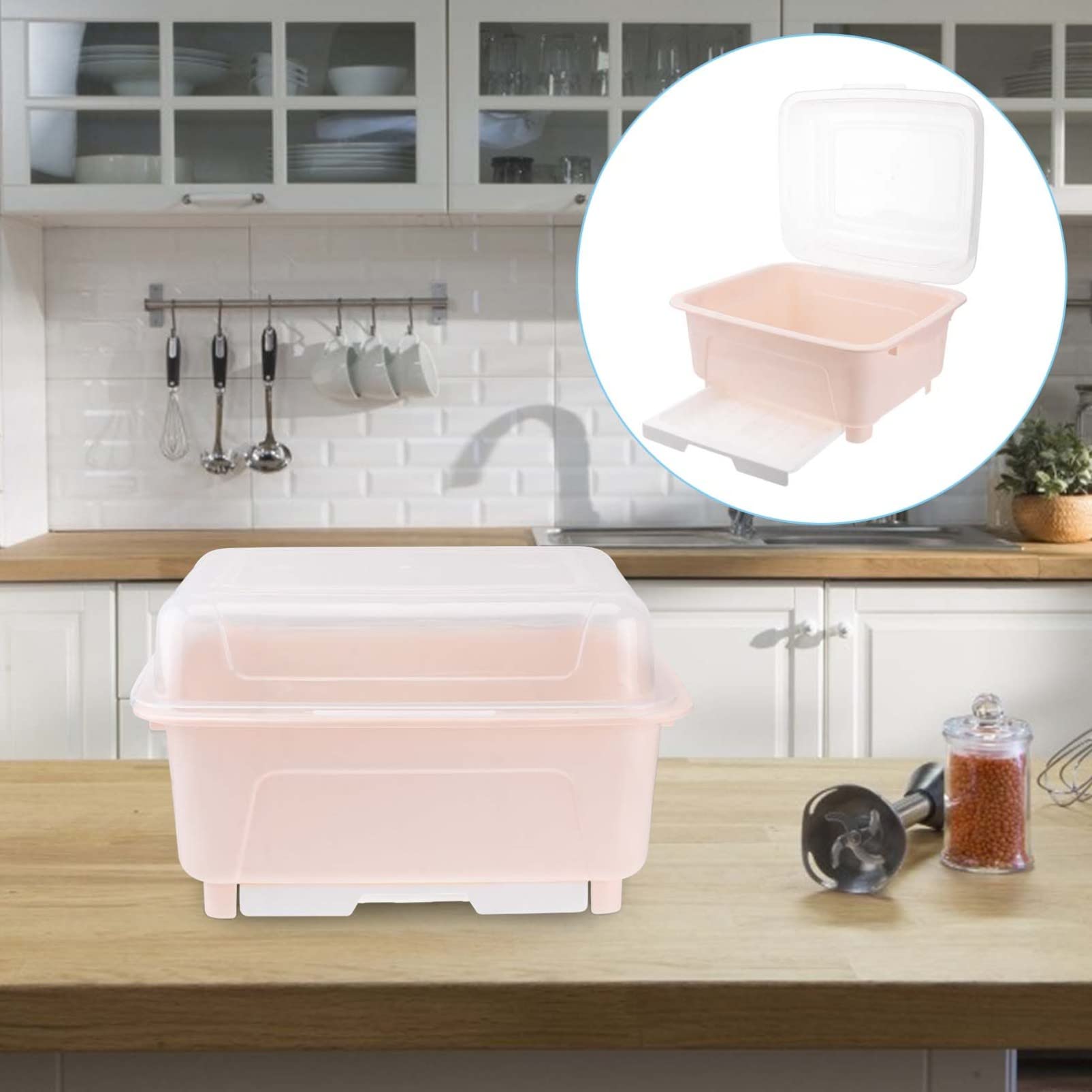 Estante de secado de biberones con tapa, escurridor de cocina para platos, cuencos y palillos, solución de secado esencial para el hogar y el restaurante