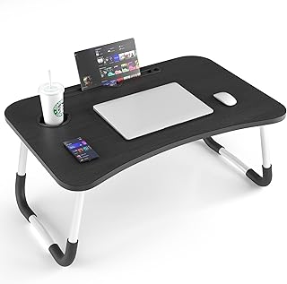 Astory Laptop Desk, Portable Laptop Bed Tray Table Notebook Stand Reading Holder with Foldable Legs & Cup Slot for Eating, Reading, Watching Movie on Bed/Couch/Sofa (Black)