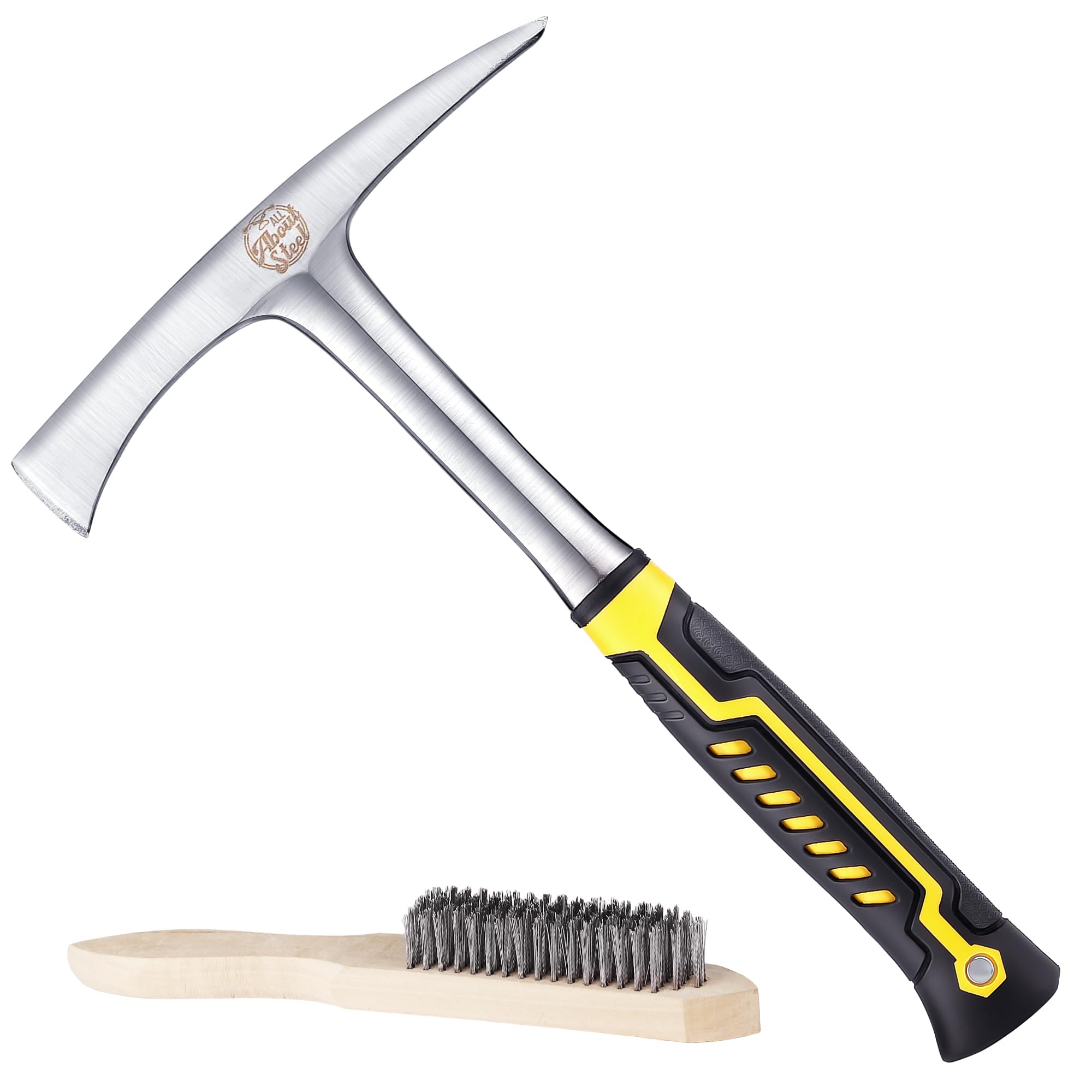 28 oz - Welding Chipping Hammer with Brush – Heavy Duty Slag Removal Tool for Welders, Forged Steel, Comfort Grip Handle