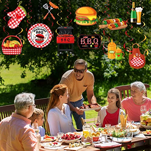 Image of Ireer 52 Pcs Summer Picnic Party Hanging Decor Picnic Birthday Hanging Swirl BBQ Decoration Swirls for Barbecue Decor for Birthday Carnival Summer BBQ Party Supplies Decoration (Classic)