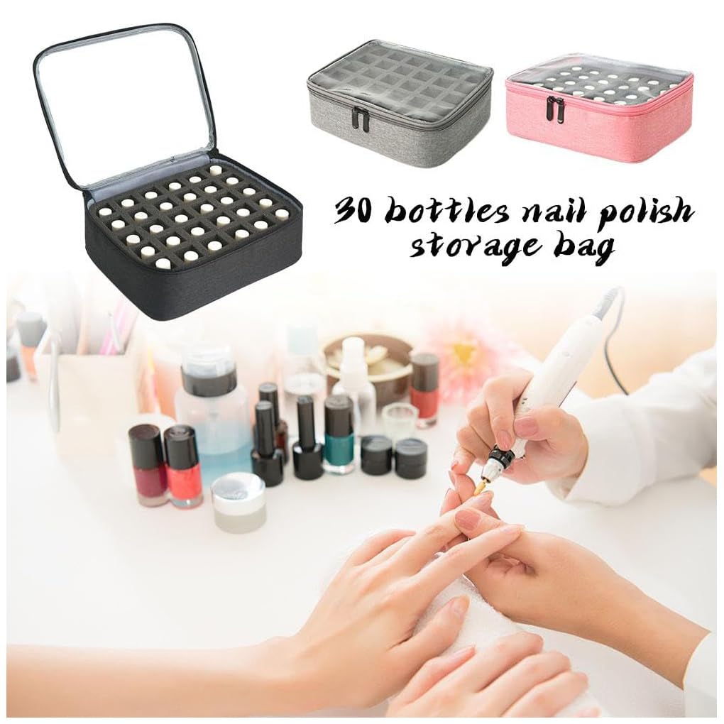 Organizador de esmaltes de uñas para 30 botellas, organizador de herramientas de manicura, caja de almacenamiento de esmaltes de uñas de tela, do