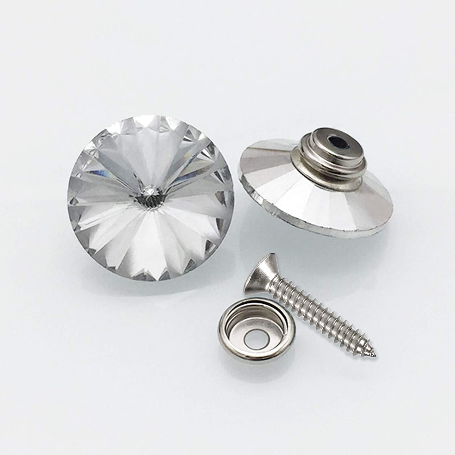 Guziki do mebli i sof DIY, kryształowe guziki, 50 szt. 25 mm, przezroczyste, błyszczące, okrągłe, ozdobne, szkło