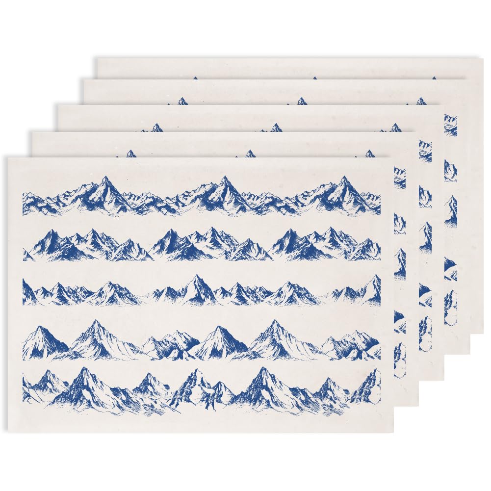 SUPERDANT 5PCS Blue Mountain Underglaze Transfers for Pottery Foothill Clay Transfer Paper Ceramic Decals Transfer Stickers for Pottery DIY Handicraft Supplies Blue 52x37cm