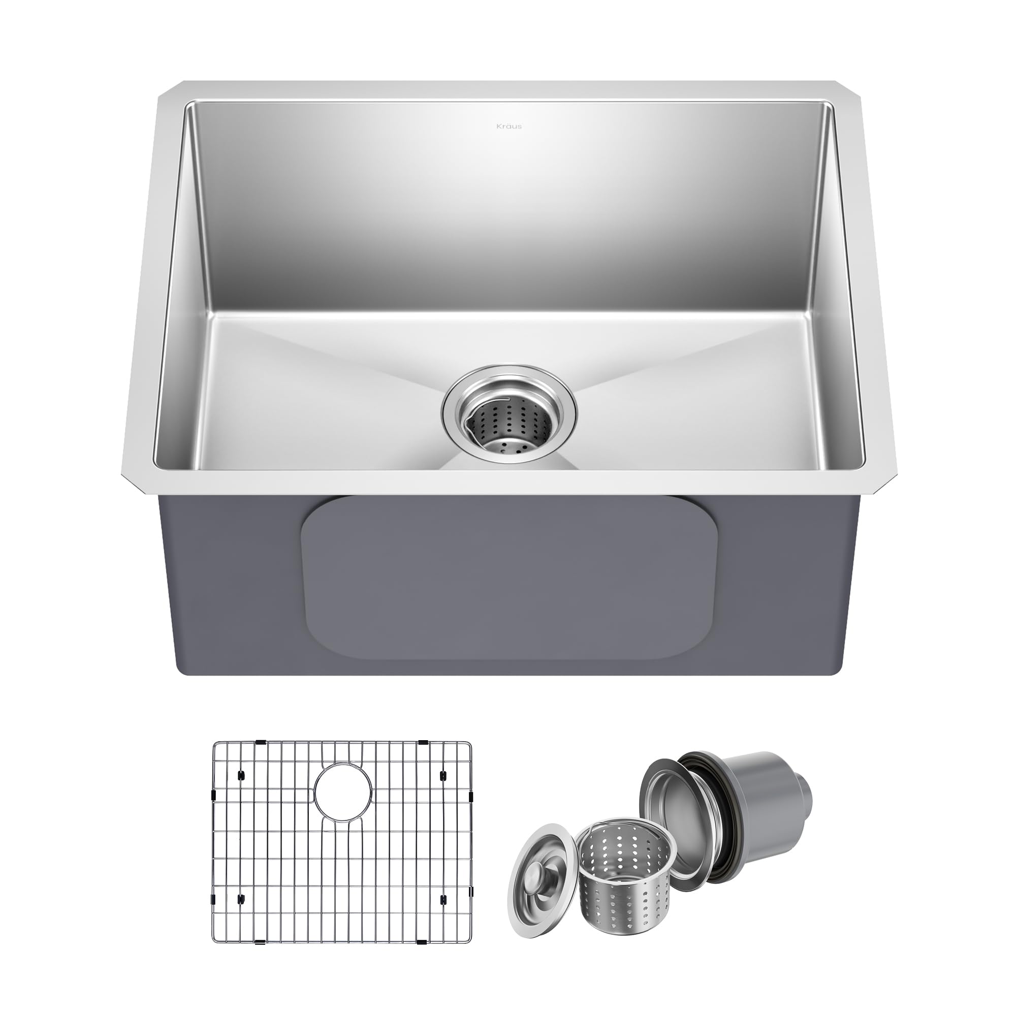 Kraus KHU101-23 23 inch Undermount Single Bowl 16 Gauge Stainless Steel Kitchen Sink