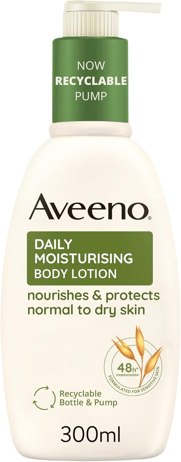 Aveeno Daily Moisturising Body Lotion, With Soothing Oats & Rich Emollients, Suitable For Sensitive Skin, Nourishes and Protects Skin, Fragrance Free, 300ml