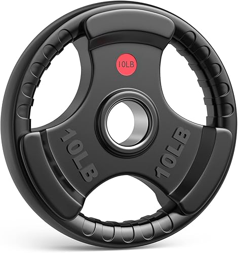 GIKPAL Placas de peso de goma, placa de agarre olímpico de 2 pulgadas para levantamiento de pesas y entrenamiento de fuerza, juego de placas de peso