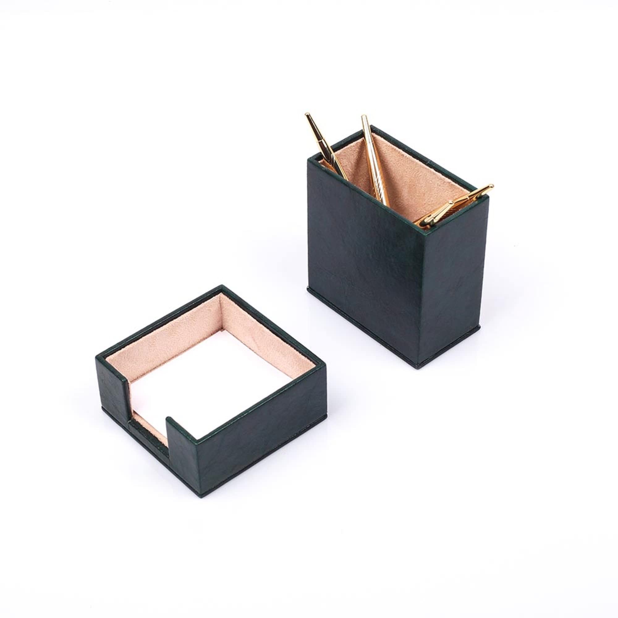 grünes Leder-Schreibtisch-Set – Schreibtischunterlage – Notizpapierhalter – Stifthalter – Lederuntersetzer – Schreibtischzubehör – Schreibtisch-Organizer – grün (10PCS-SINGLETRAY)