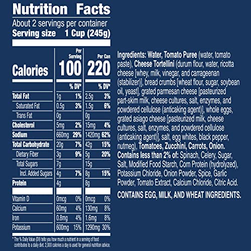 Image of Progresso Traditional Cheese Tortellini in Garden Vegetable Tomato Soup, 18.5 oz. (Pack of 12)