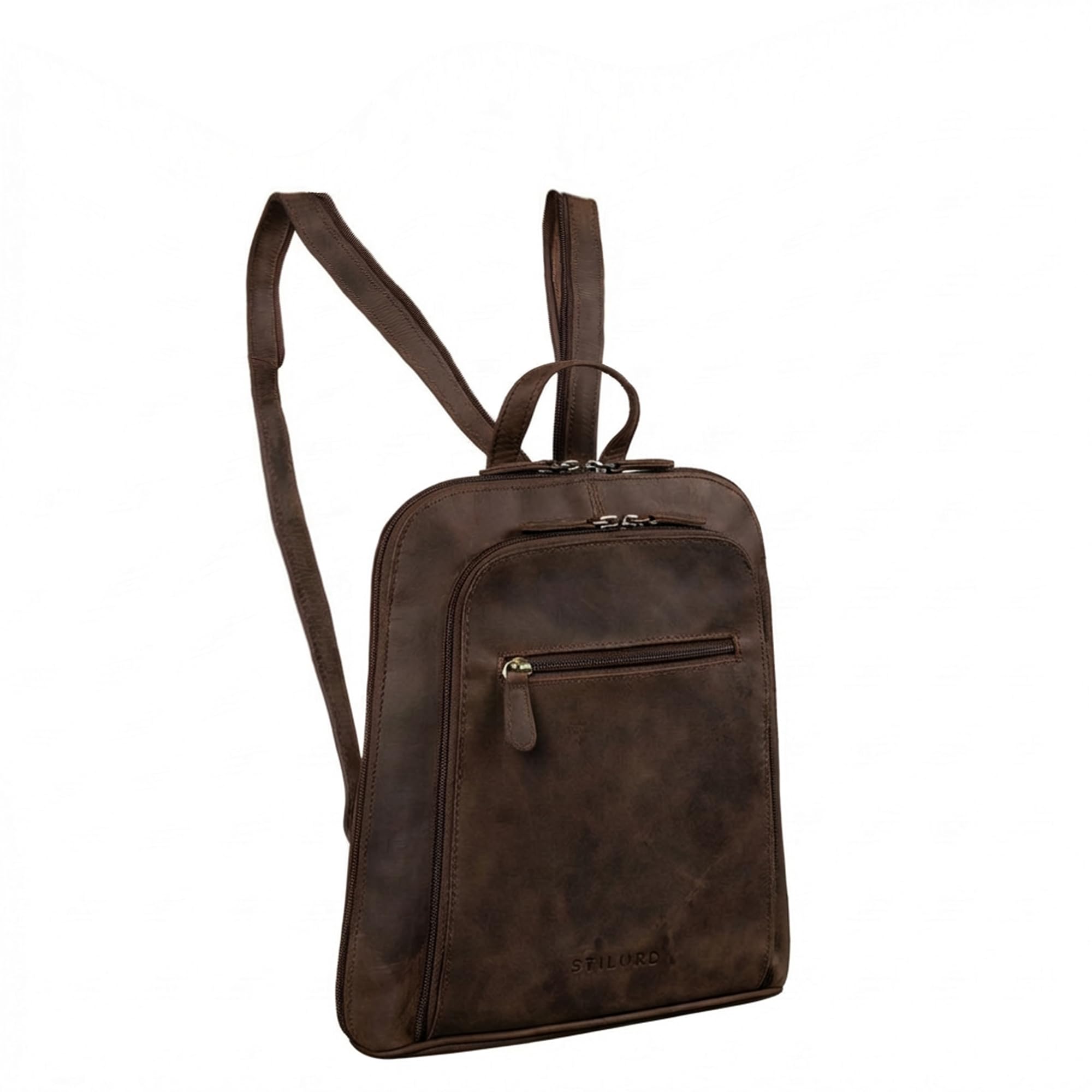 STILORD "Millie City Rucksack Damen Braun Leder Klein Damenrucksack Modern Kleiner Lederrucksack Echtleder Daypack Mini Cityrucksack Rucksacktasche