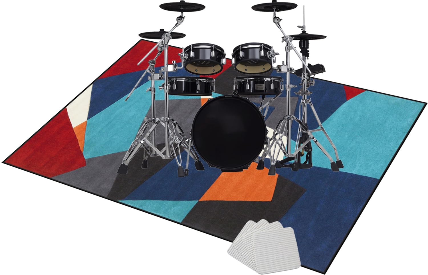 Mata do perkusyjnych perkusyjnych i antypoślizgowych, profesjonalna prostokątna mata jazzowa do bębna bębna akustycznego bębna i innych instrumentów, dźwiękoszczelna mata bębnowa 160 x 150 cm