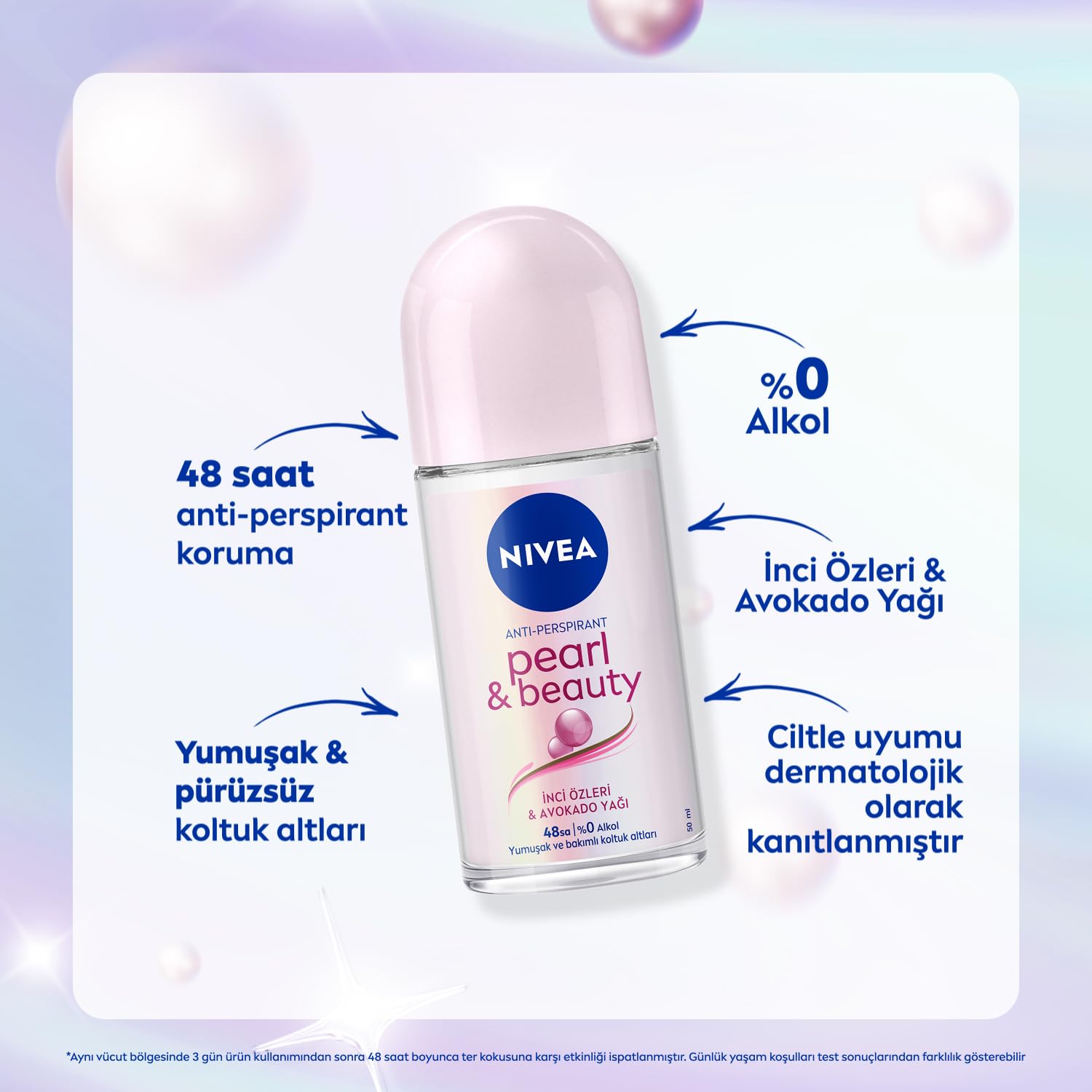 NIVEA Kadın Roll On Deodorant Pearl & Beauty 48 Saat Anti-perspirant Koruma (50 ml) + NIVEA Kadın Roll On Deodorant Black & White Invisible Clear 48 Saat Anti-Perspirant Koruma (50 ml) X2