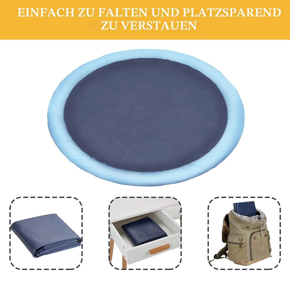 Sprinkler Spielmatte, Freier Sommer-Spielzeug im Umweltschutz-PVC Material, Wasserpad für Baby, Kinder und Haustiere