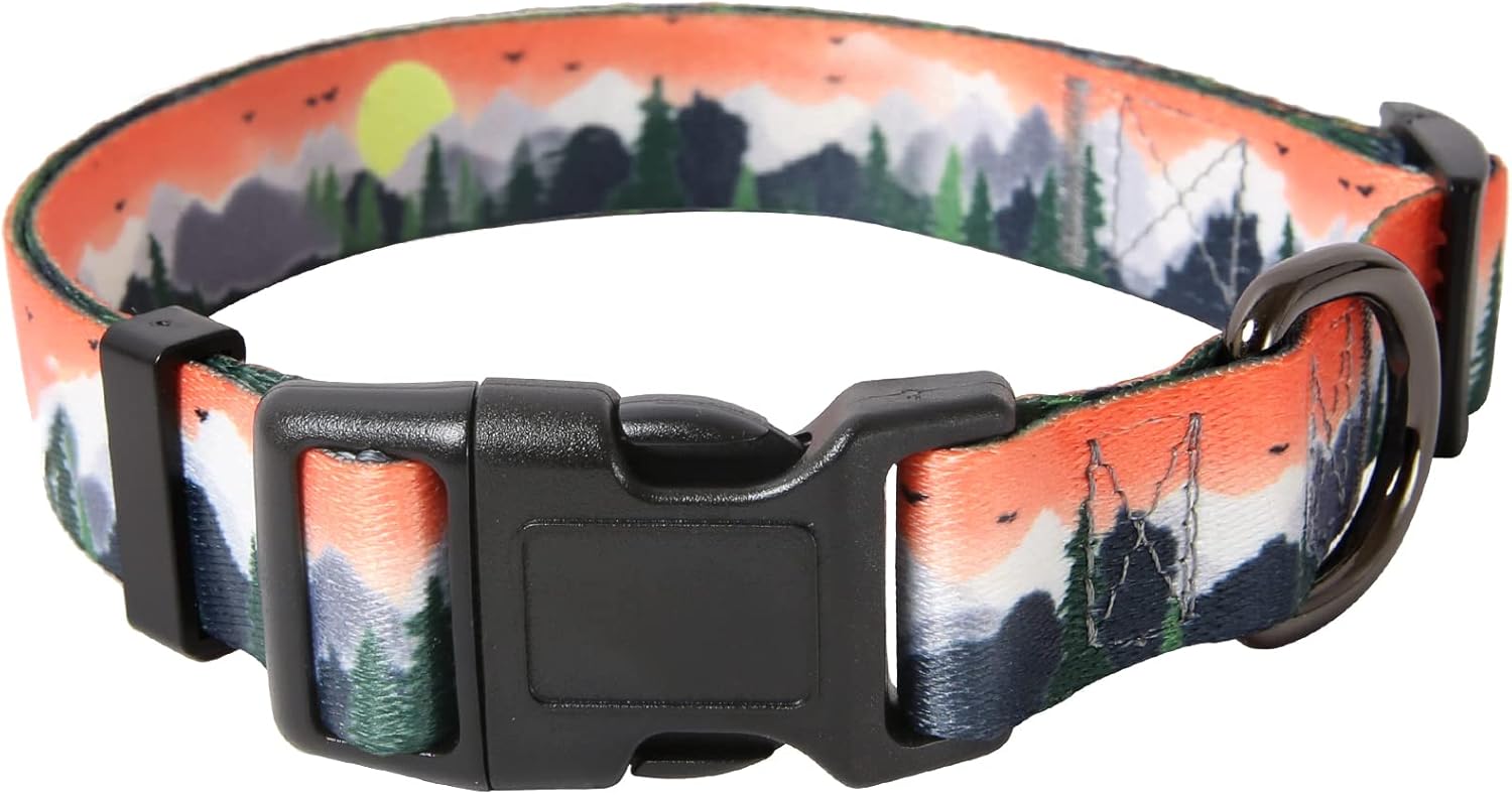 Timos Dog Collar for Small Medium Large Dogs,Adjustable Soft Puppy Collars with Quick Release Buckle,Sunset Valley,M Length 13.39''-20.87'' : Pet Supplies