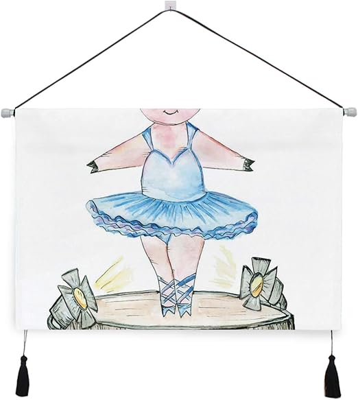 Amazon Co Jp Niesikkla タペストリー 豚イラストバレエ衣装ステージ落書き鉛筆スケッチ姿勢 壁掛け おしゃれ インテリア モダン ポスター 絵画などに適用 ウォールアート モダン 装飾アート 多機能 個性プレゼント ホーム キッチン