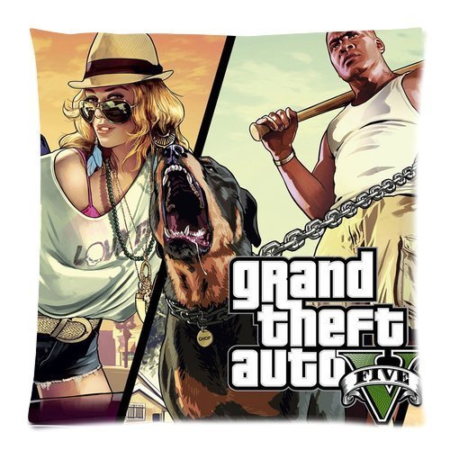 Soft Cotton Decorative Sofa Square Pillowcase Grand Theft Auto V Hot Game GTA5 Throw Pillow Case For Kid 18x18in