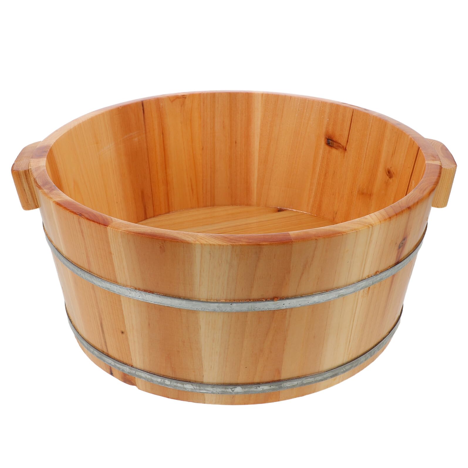 Bacinella in Legno Pediluvio, Vaschetta Piedi Marrone Portatile | Finitura Liscia Artigianale, Maniglie Integrate per Trasporto, Uso Casa e Viaggio