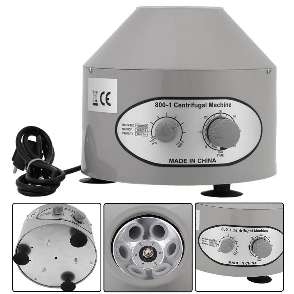 Centrifuge Labor Zentrifuge 800-1, 4000U/min Kleine Elektrische Tischzentrifuge mit Einstellbaren Geschwindigkeiten und Zeitmesser Labor-Zentrifugen Laborzentrifuge 20ml*6 Blutplasma Mikrozentrifuge