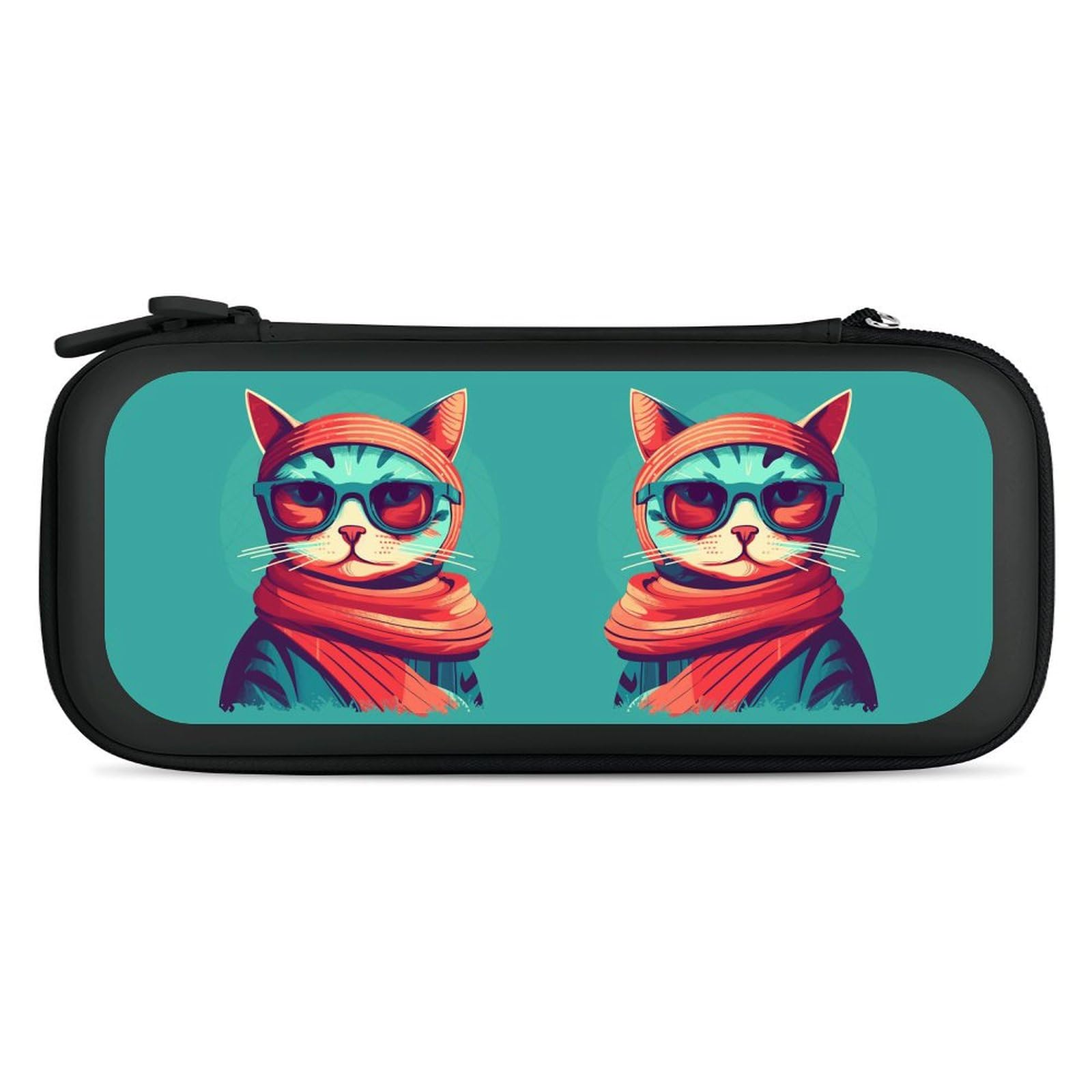 FZMVSQH Carrying Case for Switch Cat Wearing Sunglasses Printed Travel Carry Cover Hard Shell Storage Slim Protective Portable