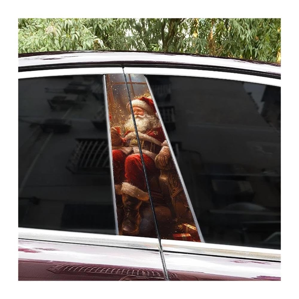 Decorative Items 2pcs Santa Claus Car Center Column Sticker DIY Car B-Pillar Decorative Stickers(B)