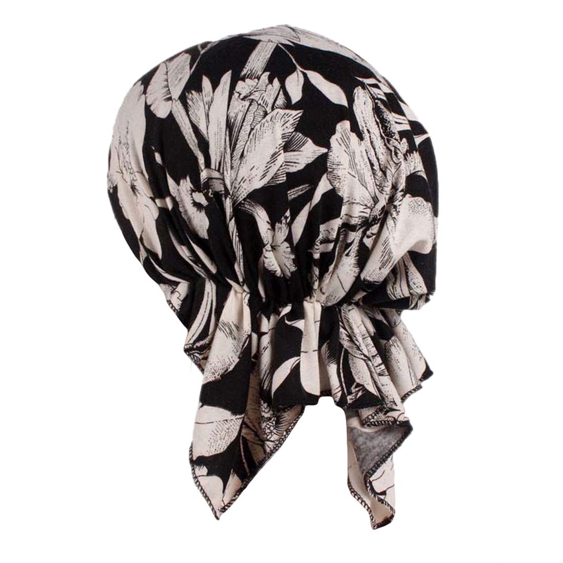 Xiang RuWomen Bandana Scarf Pre-Tied Chemo Hat - Cotton Print Flower - Muslim Beanie Turban Headwear for Chemo Hair Loss Cancer Patients Sleep