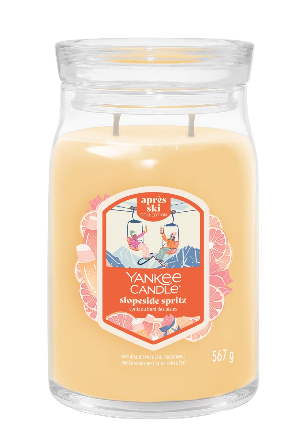 Yankee Candle Scented Candle in Glass (Large) Slopeside Spritz - Signature Candle "Winter Collection 2025 - Apres Ski" with Burning Time up to 90 Hours