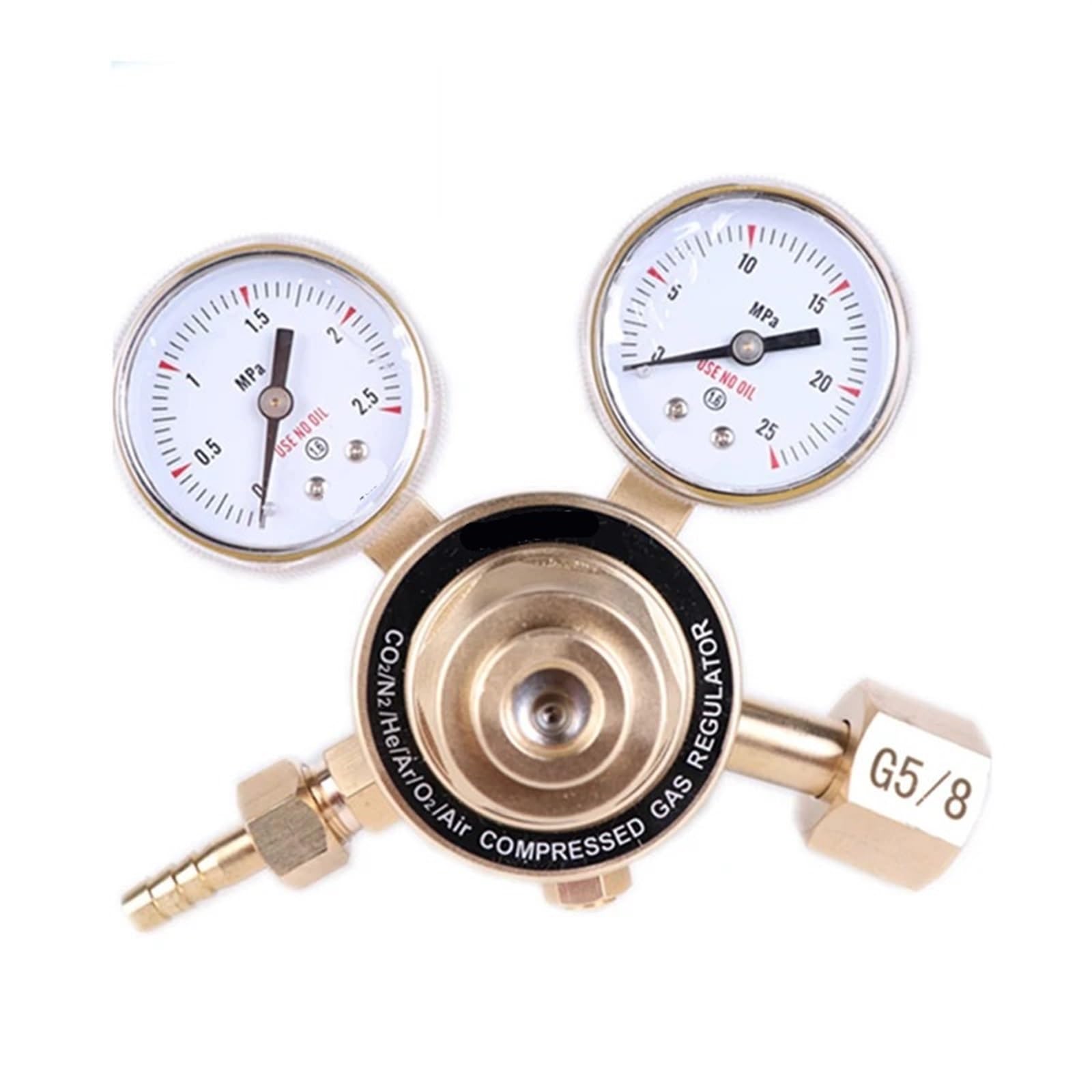 5/8 Zoll Messing Reglerventil Druckminderer 20 MPa Druckeinstellbereich 0~0,1 MPa 1 Stück (Size : Gauge 1.6X25)