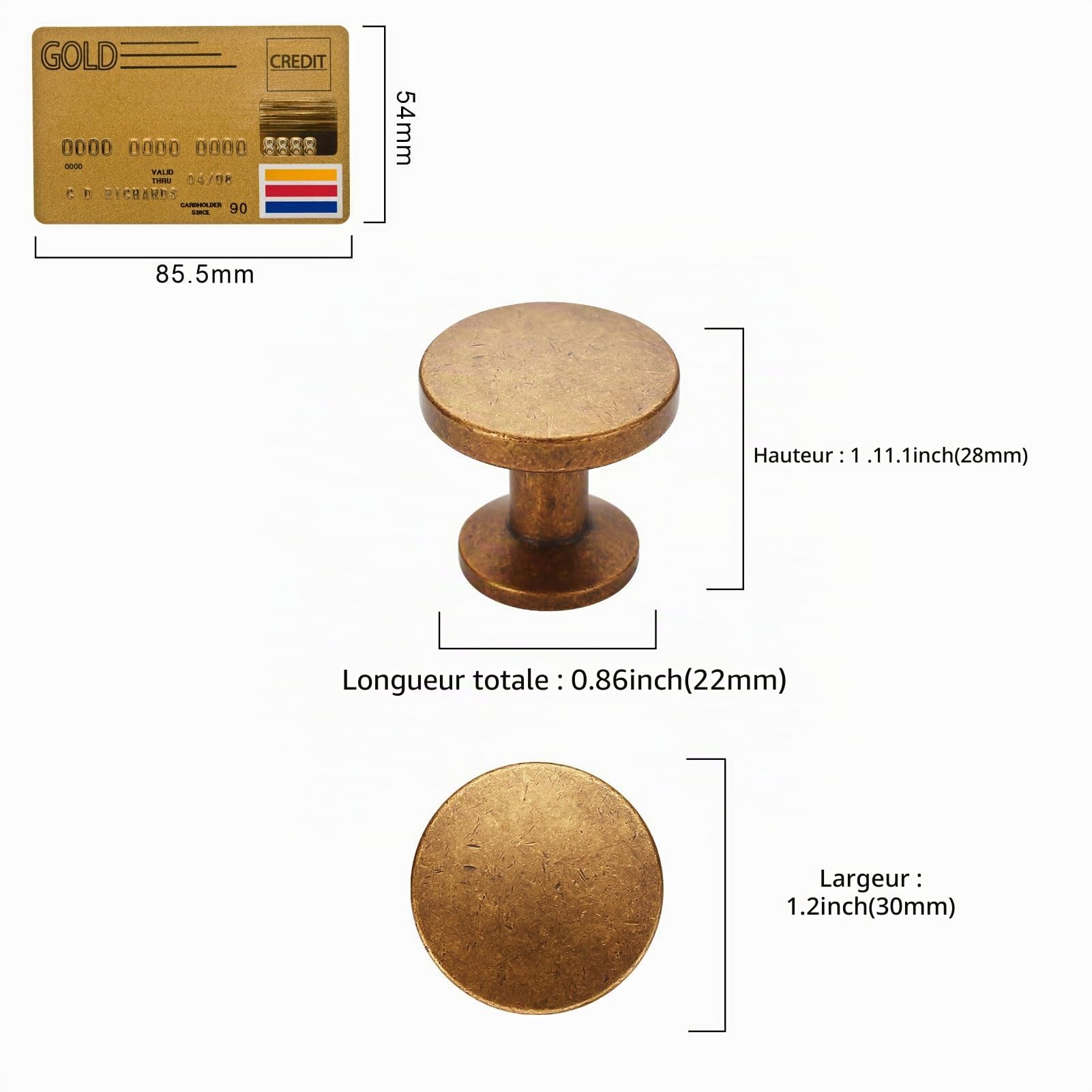 Amerdeco 10 Pièces Boutons de Tiroir, Rétro bronze de Tiroir,Boutons de Meubles,Boutons Armoire, Alliage de zinc Poignees de Porte de Cuisine pour Décor UK0071