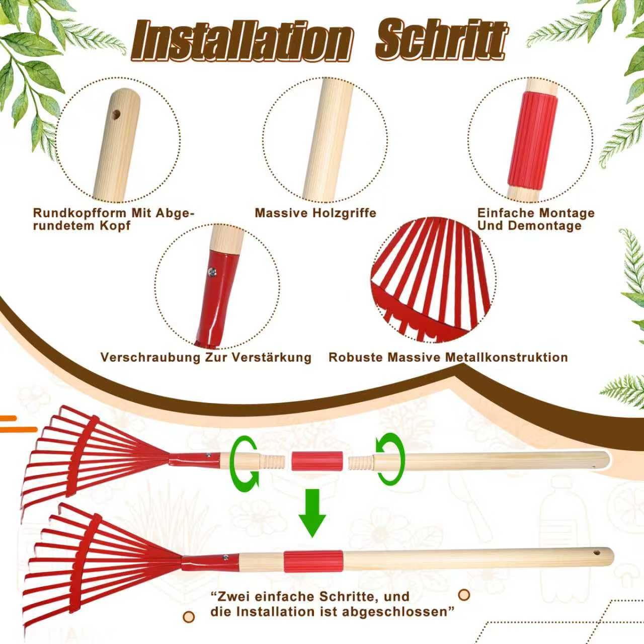 Carretilla para Niños, 13pcs Carretilla Niño Set Jardinería, Juego Herramientas de Jardín para Infantil con Pala, Escoba, Rastrillo y Rastrillo de Hojas, Pulverizador Juguetes de Arena Exterior (B)