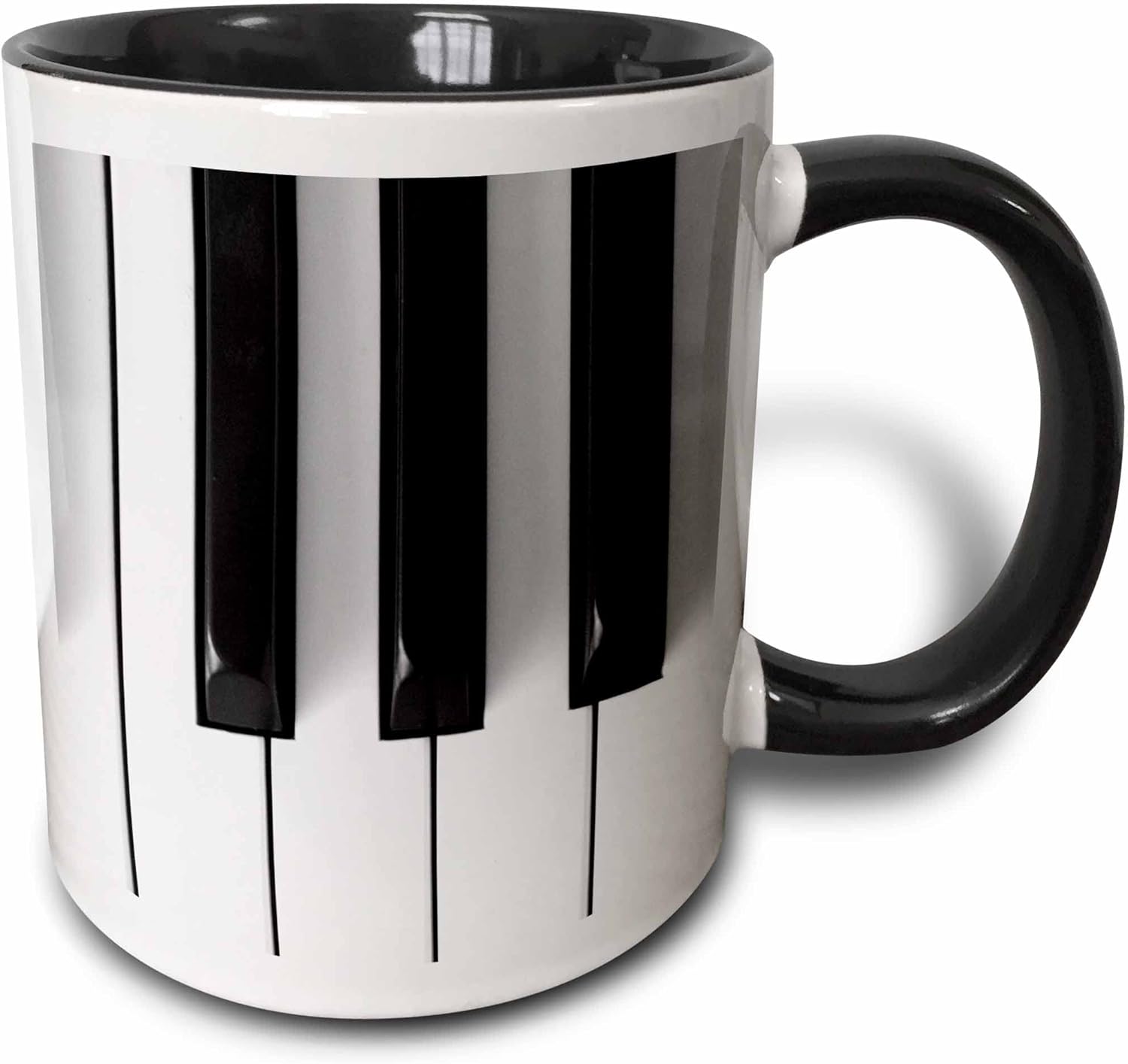 3dRose mug_29776_4 Piano Keys - Two Tone Black Mug, 11oz, Multicolored