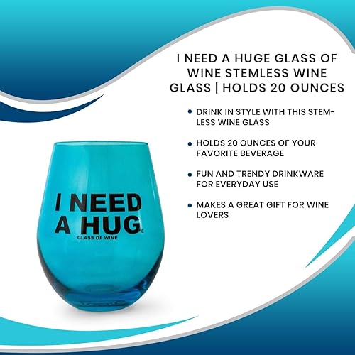 Miniatura 7 de Vaso de vino sin tallo "I Need A HUGe Glass Of Wine" | Taza de vidrio de gran tamaño | Vasos divertidos para té, café, cócteles, bebidas calientes y