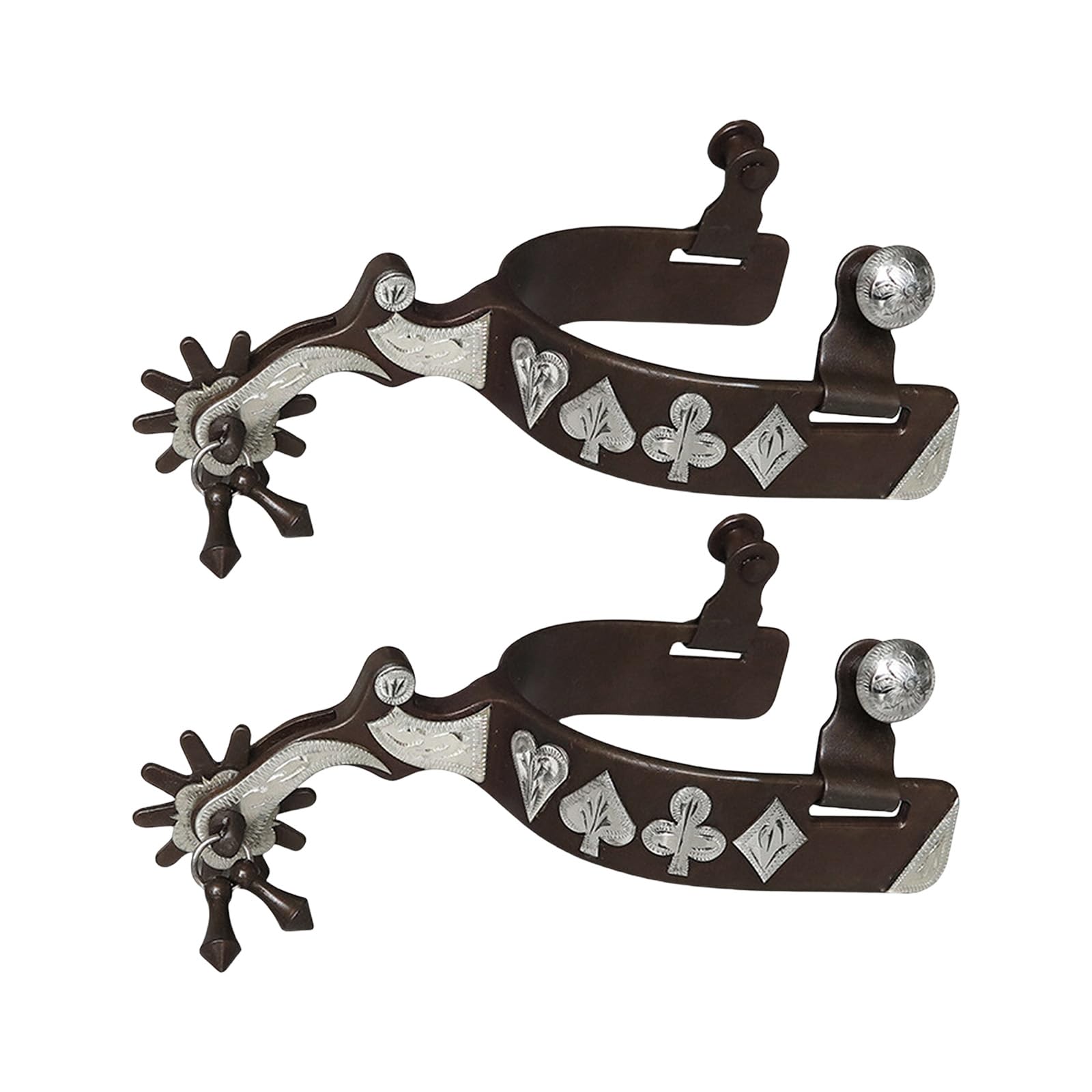 HDOYTXXM German Silver Decorated Bronze Spurs Equestrians Gear for Equestrians Sports and Training Western Styles Decorative Horse Spurs