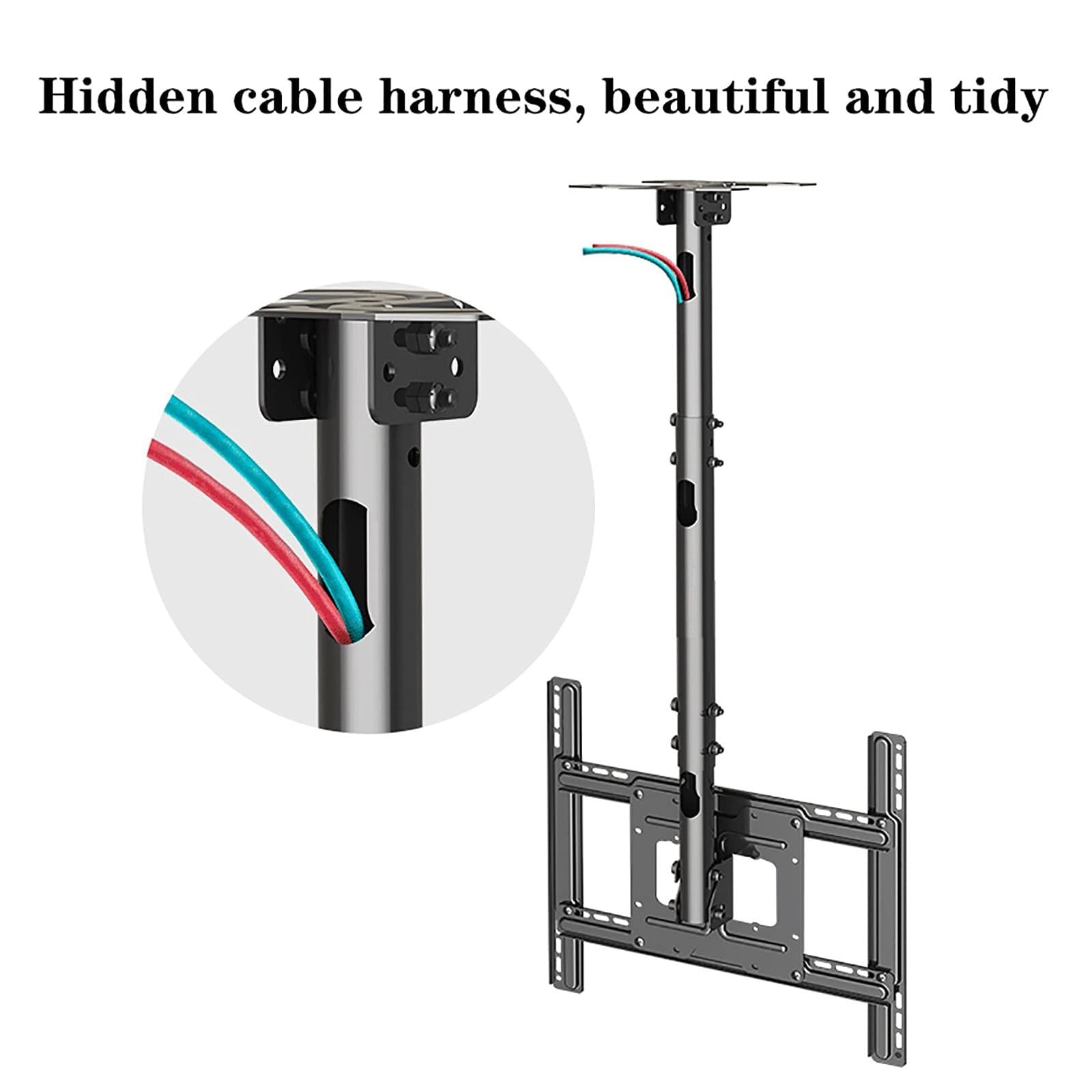 Soporte de techo para televisores de 32 a 65 pulgadas, diseño giratorio e inclinable, ajuste de altura telescópico, compatible con múltiples modelos VESA