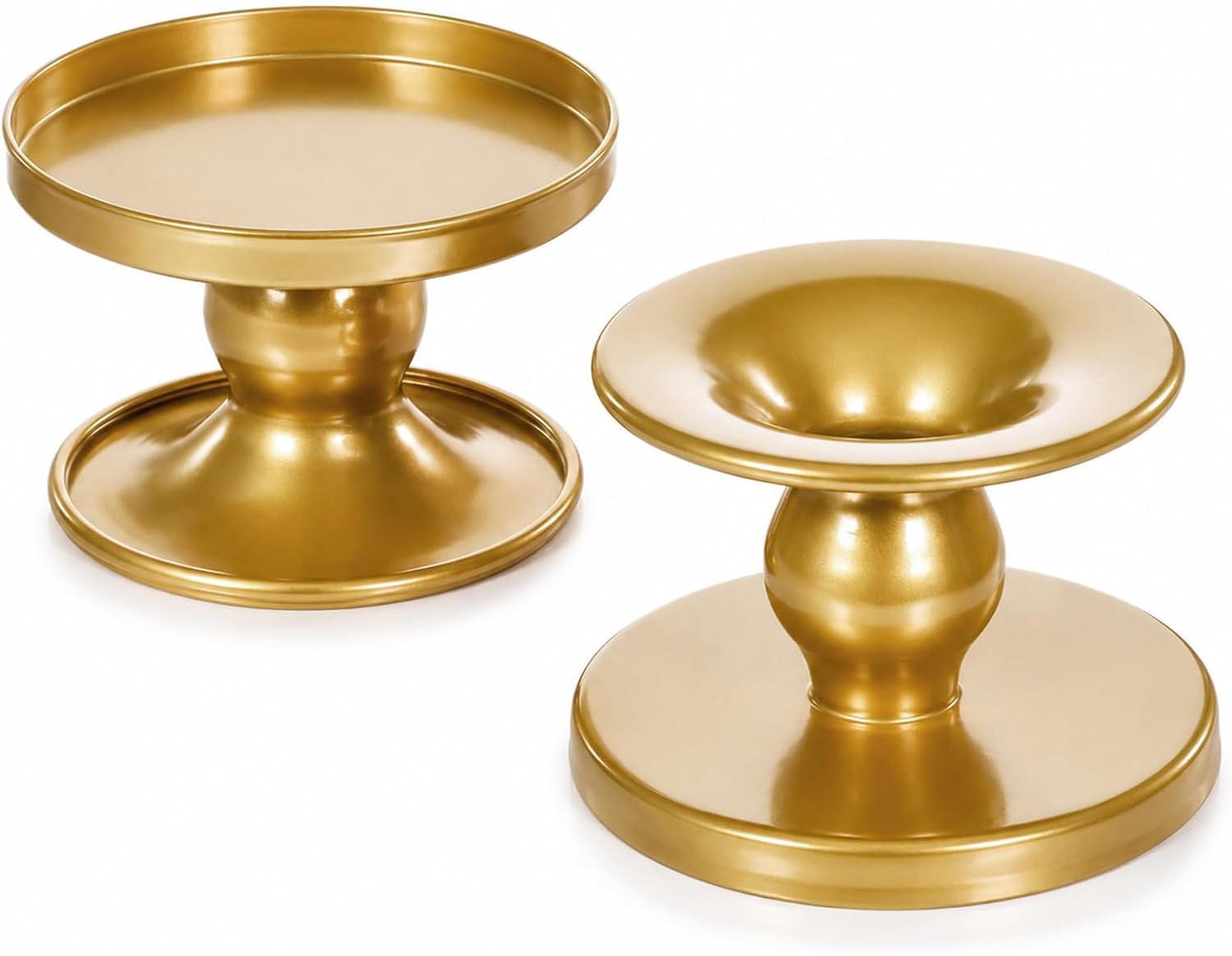 Reversible Gold Candle Holders Set of 2 Candle Holders for Pillar Candles