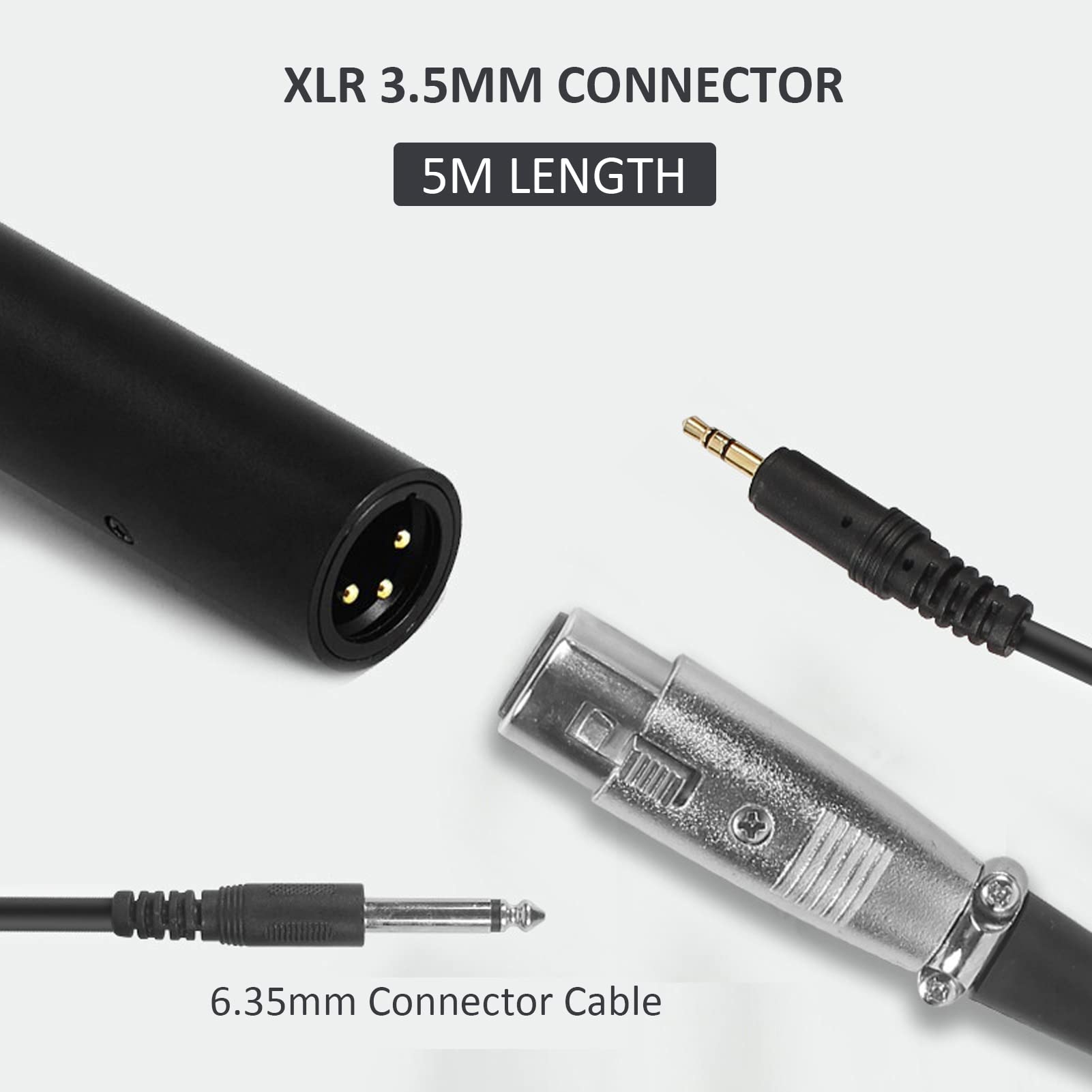 Micrófono de Entrevista, Micrófono de Escopeta de Condensador XLR con Cable de 36 Cm/14,2 Pulgadas, Micrófono de Cámara de Entrevista con Reducción de Ruido de Mano para Grabación, Discurso, Escenario