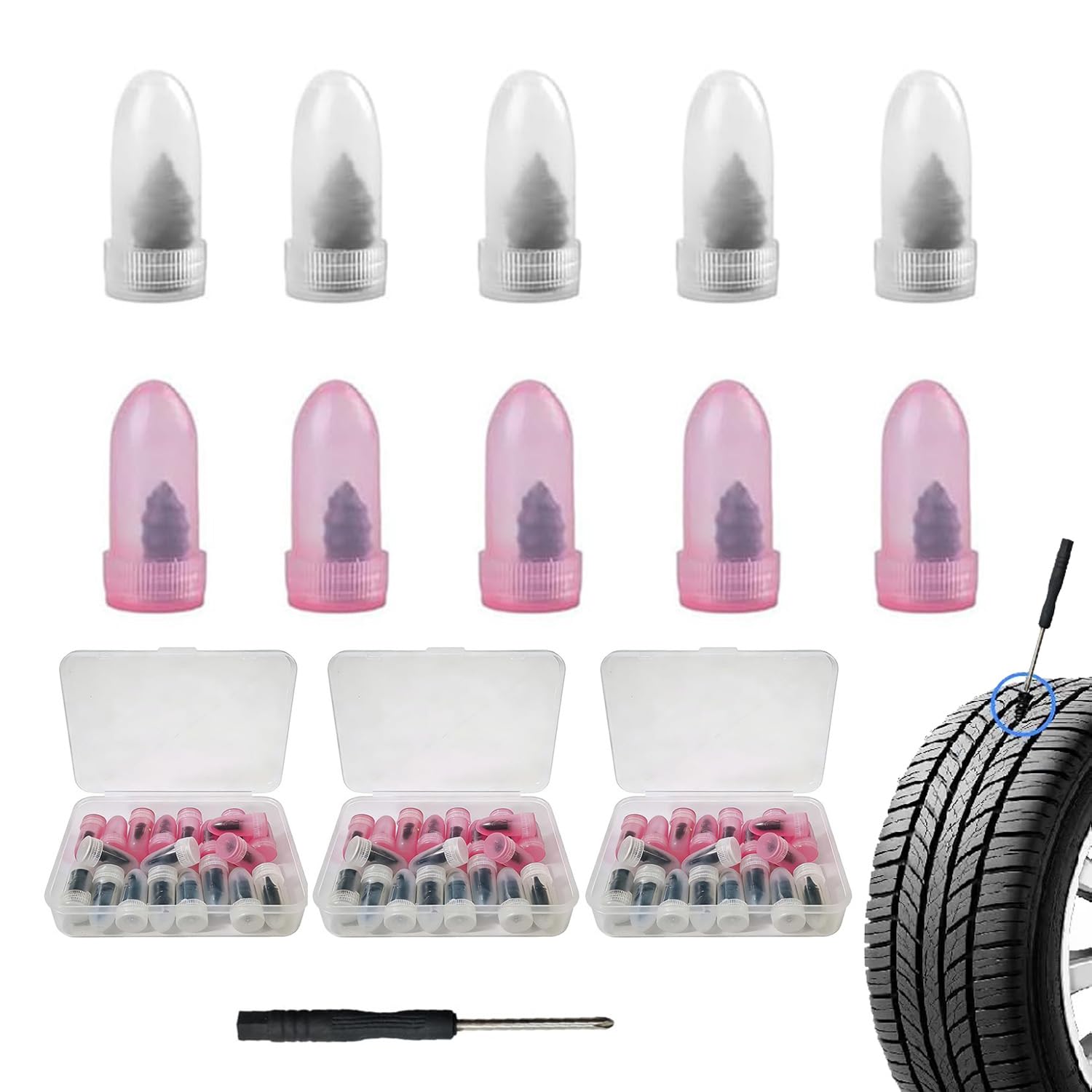 Tire Repair Nails Kit, Black 60Pcs