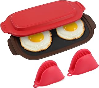 Microwave Egg Cooker & Poacher, Quick-Heat Microwave Egg Maker with 2pcs Heat-Resistant Hand Grips, 2-Egg Breakfast Maker, Dishwasher-Safe, Portable for Home/Travel/Gifts