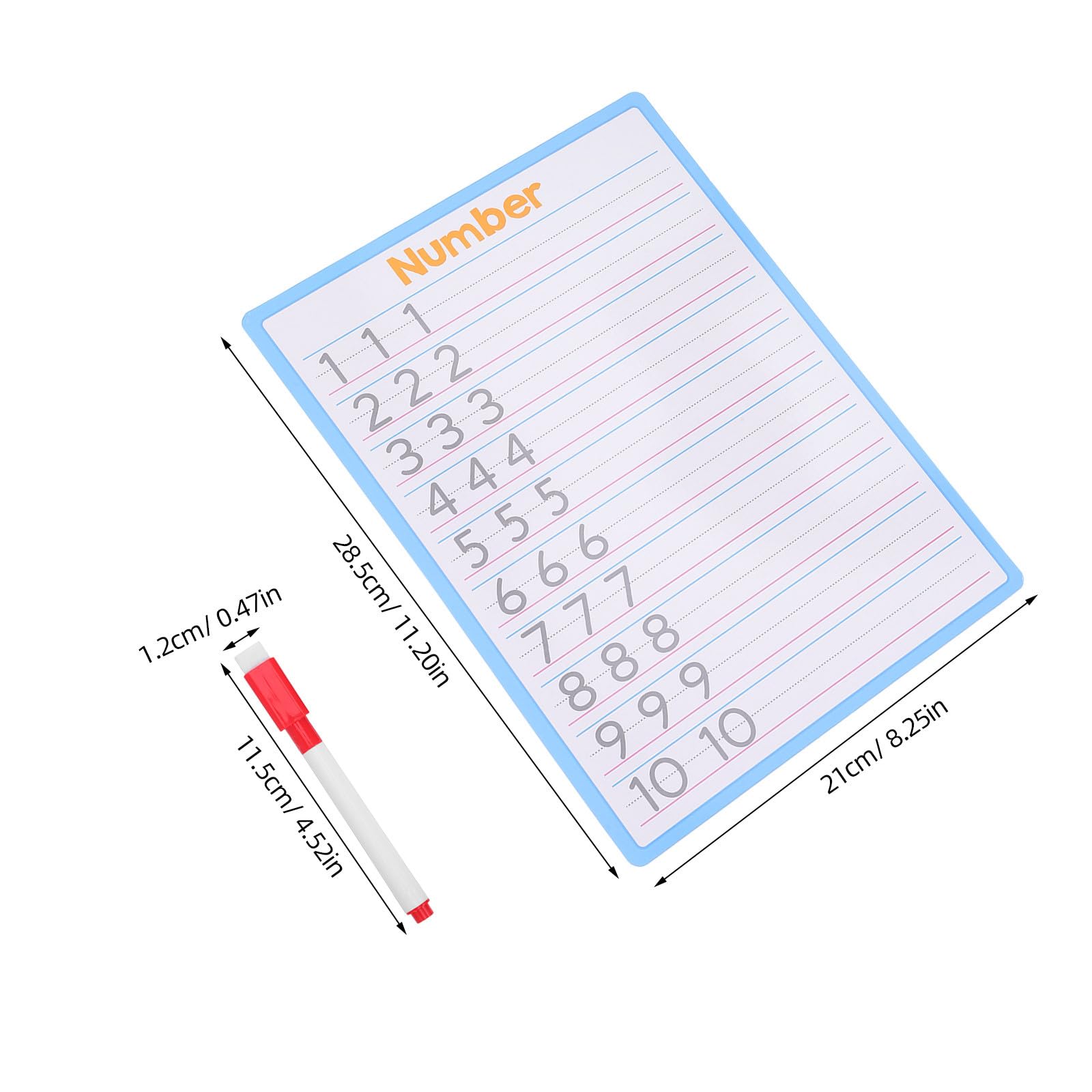 SUPVOX Lot de 4 tableaux effaçables à sec double face - Tableau d'écriture des lettres et des chiffres avec feutres - Outil d'écriture réutilisable et effaçable pour enfants d'âge