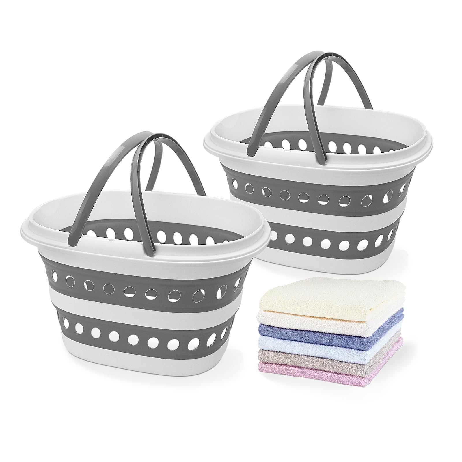 2 Pack Compact Collapsible Laundry Basket, Small Size Pop-Up Hamper Perfect for Bedroom Side,Bathroom,Travel, Not for Large Families, Foldable with